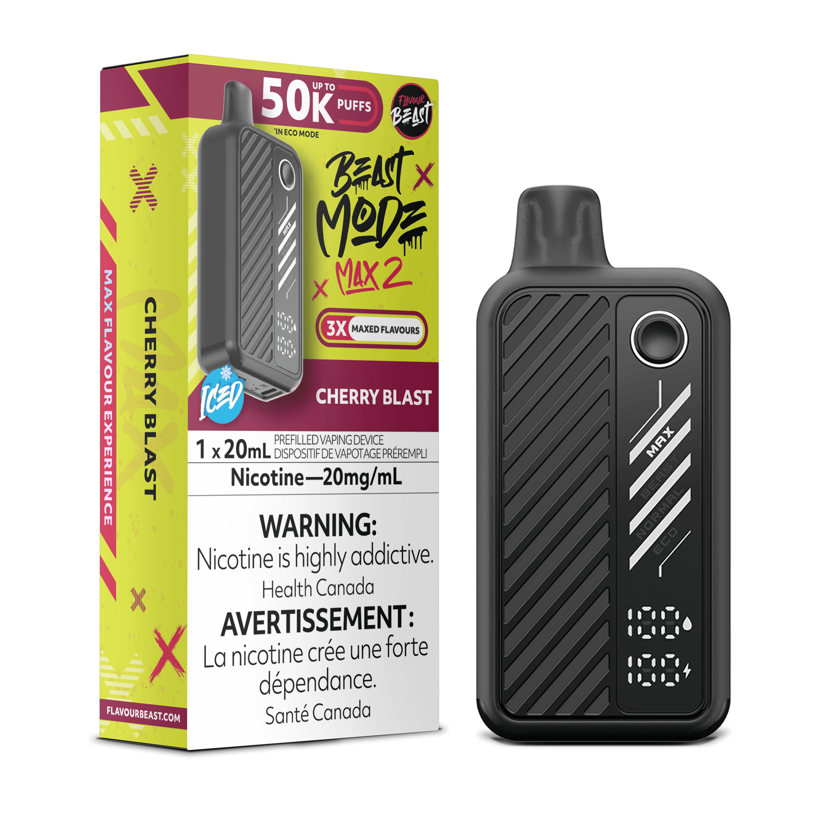 Flavour Beast Beast Mode Max 2 Disposable - Cherry Blast 20MG  [Ontario]