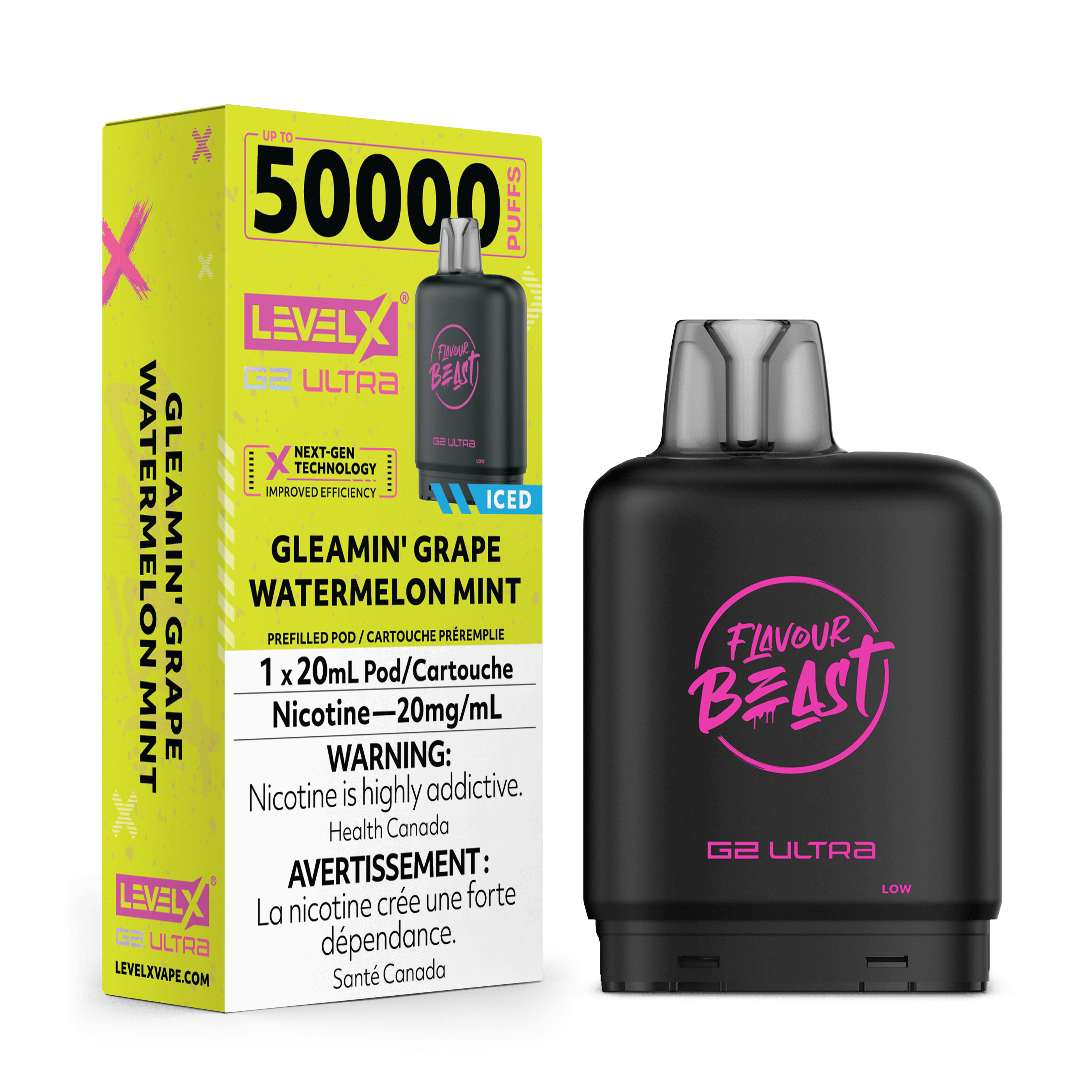 Level X G2 Ultra Pod 20ml - Flavour Beast - Gleamin' Grape Watermelon Mint