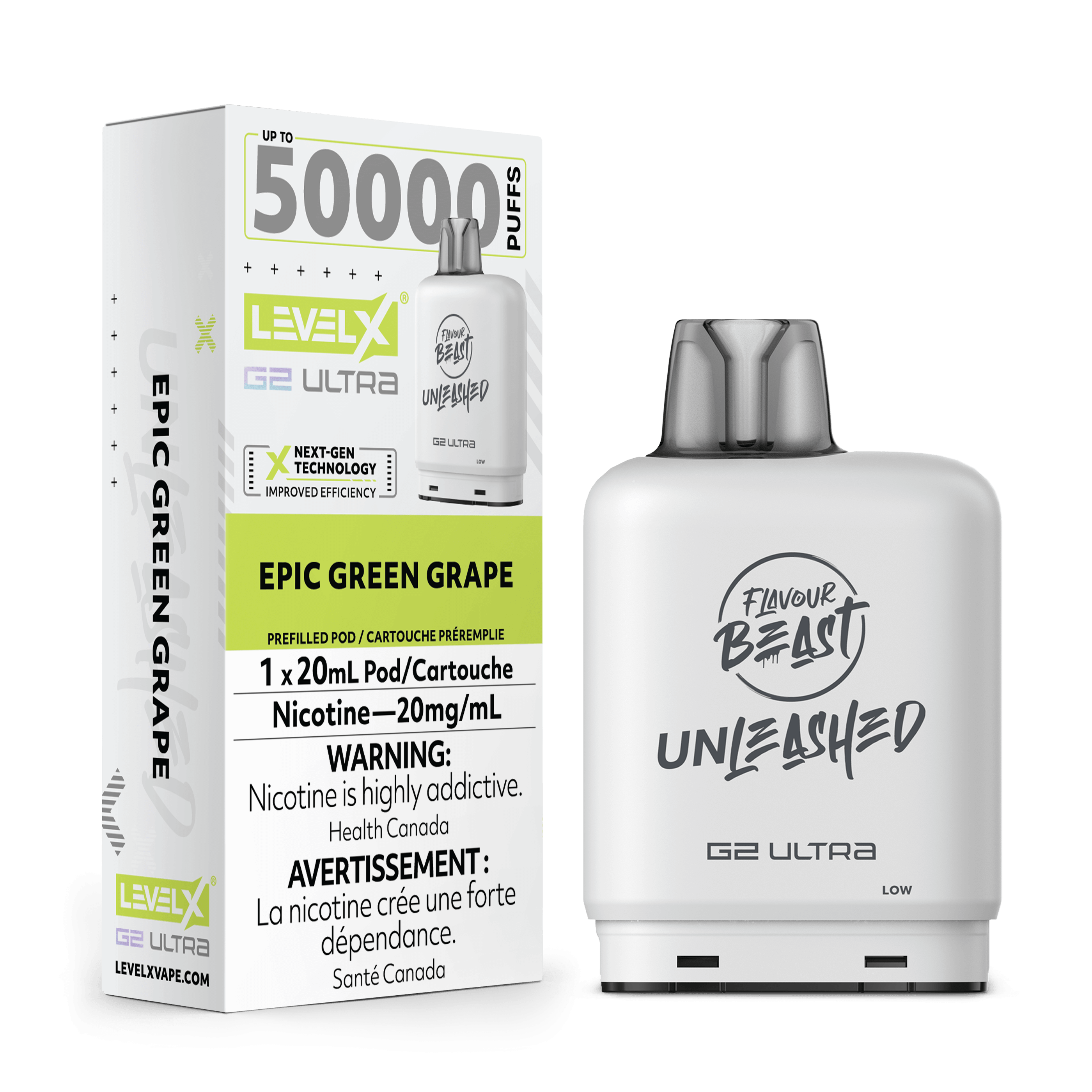 Level X G2 Ultra Pod 20ml - Unleashed - Epic Green Grape [Ontario]